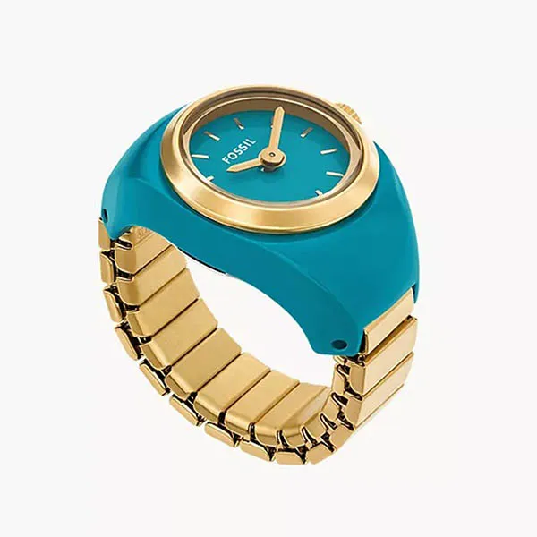 Đồng Hồ Dạng Nhẫn Nữ Fossil Watch Ring Two-Hand Gold-Tone Stainless Steel ES5415 Màu Xanh Phối Vàng