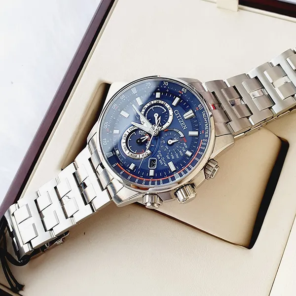 Đồng Hồ Nam Citizen Eco-Drive CB5880-54L Pcat Blue Dial Perpetual Watch Màu Xanh Bạc