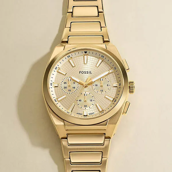 Đồng Hồ Nam Fossil Everett Chronograph Gold-Tone Stainless Steel Watch FS6119 Màu Vàng Gold