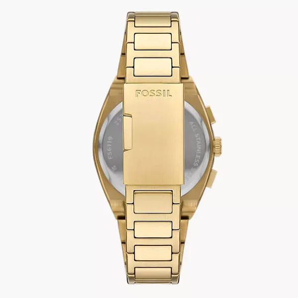 Đồng Hồ Nam Fossil Everett Chronograph Gold-Tone Stainless Steel Watch FS6119 Màu Vàng Gold