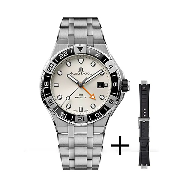 Đồng Hồ Nam Maurice Lacroix Aikon Venturer Gmt AI6158-SS00F-130-A Màu Bạc Trắng (Tặng Kèm Dây)