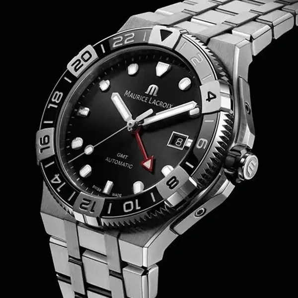 Đồng Hồ Nam Maurice Lacroix Aikon Venturer GMT AI6158-SS00F-330-A Màu Bạc Đen (Tặng Kèm Dây Da)