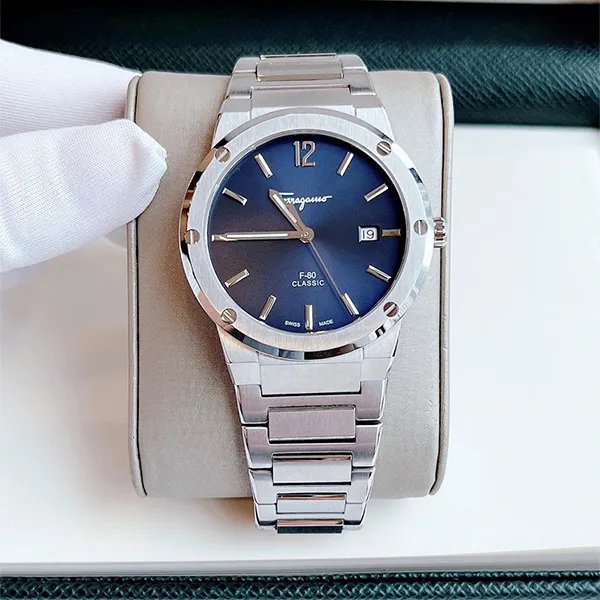 Đồng Hồ Nam Salvatore Ferragamo Classic Bracelet Watch 41mm SFDT01320 F-80 Màu Xanh Bạc