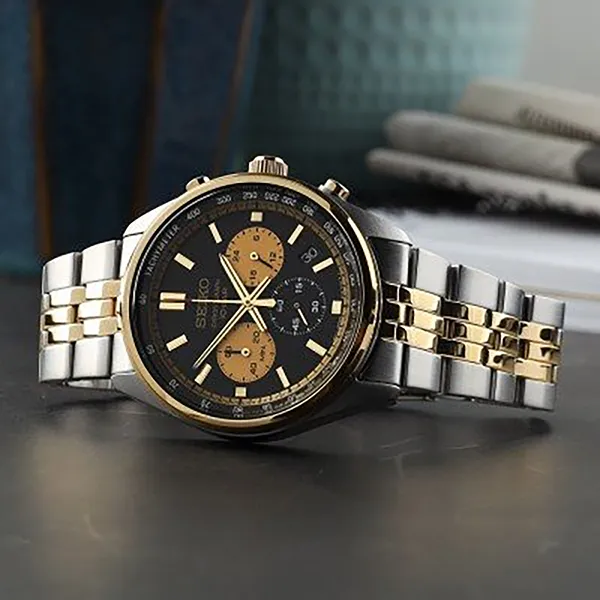 Đồng Hồ Nam Seiko Chronograph Quartz SSB430P1 Màu Bạc Vàng