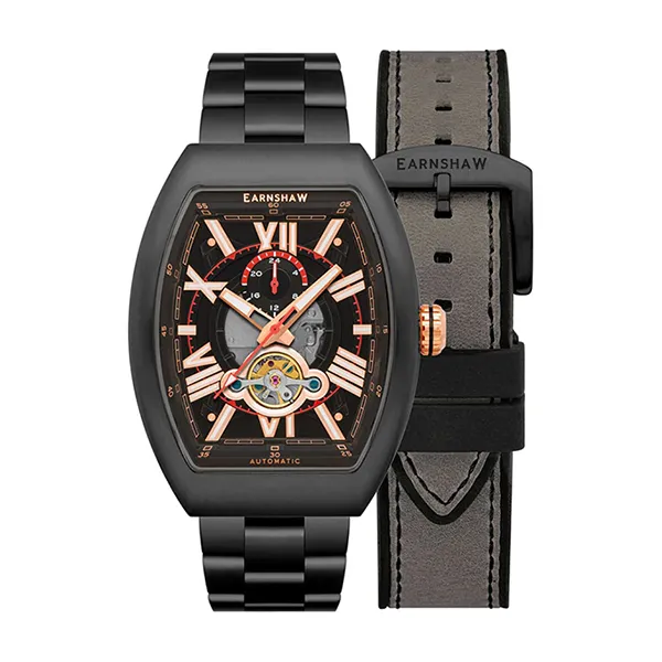 Đồng Hồ Nam Thomas Earnshaw Supremacy Stone Black Automatic ES 8272 44 Màu Đen (Tặng Kèm Dây Da)