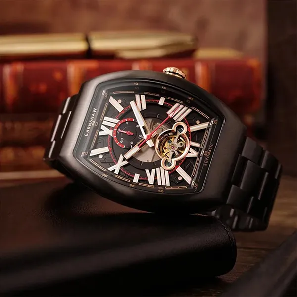 Đồng Hồ Nam Thomas Earnshaw Supremacy Stone Black Automatic ES 8272 44 Màu Đen (Tặng Kèm Dây Da)