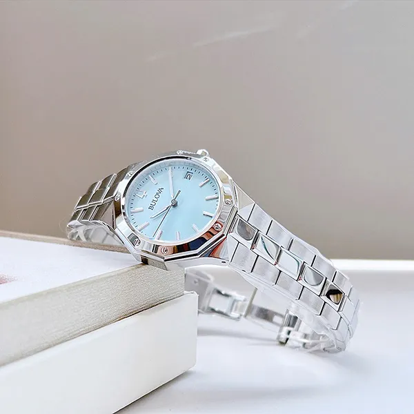 Đồng Hồ Nữ Bulova Octagon 96M169 Damenarmbanduhr Màu Bạc
