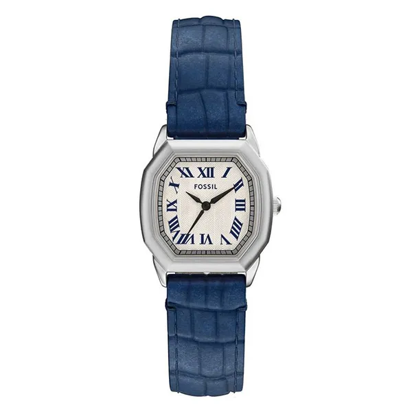 Đồng Hồ Nữ Fossil Harlow Three Hand Cream Dial Croco Embossed Leather Strap ES5425 Màu Xanh Bạc