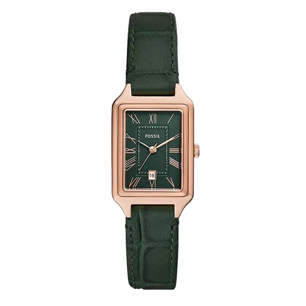 Đồng Hồ Nữ Fossil Raquel Three Hand Date Green Croco Lite Hide Leather Watch ES5366 Màu Xanh - Vàng