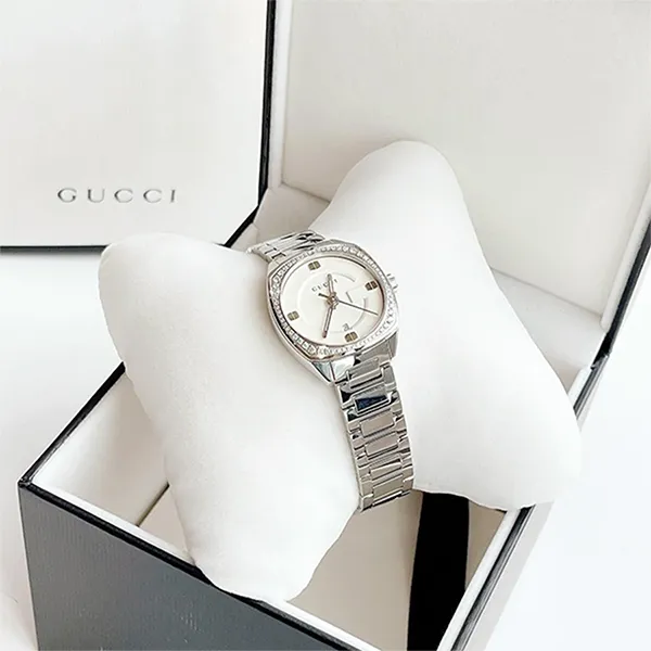 Đồng Hồ Nữ Gucci Diamond White GG2570 YA142506 29mm Màu Bạc