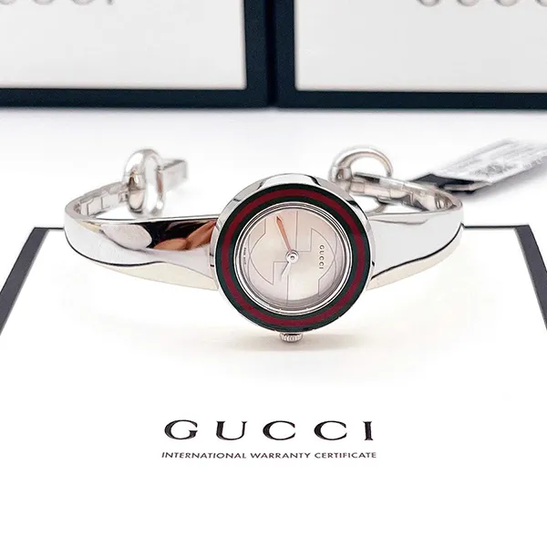 Đồng Hồ Nữ Gucci U-Play Quartz White Dial Silver YA129506 Màu Bạc (Tặng Kèm Dây Da)