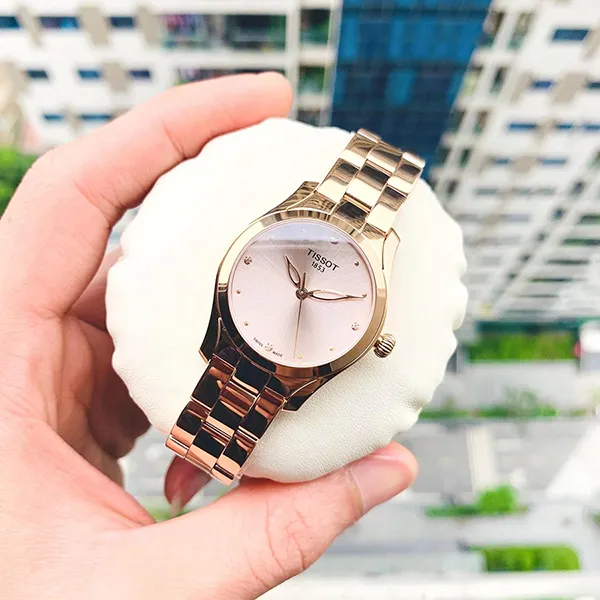 Đồng Hồ Nữ Tissot T-Wave Rose Diamond Watch T112.210.33.456.00 Màu Vàng Hồng