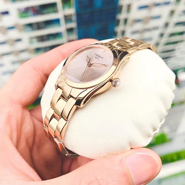 Đồng Hồ Nữ Tissot T-Wave Rose Diamond Watch T112.210.33.456.00 Màu Vàng Hồng