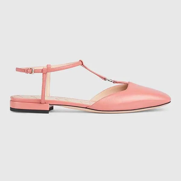 Giày Búp Bê Nữ Gucci Women's Ballet Flat With Double G 754136BKO006701 Màu Hồng Size 35.5