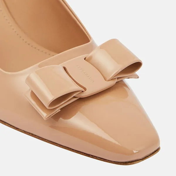 Giày Cao Gót Nữ Salvatore Ferragamo Vara Patent Leather Pumps Màu Hồng Size 35