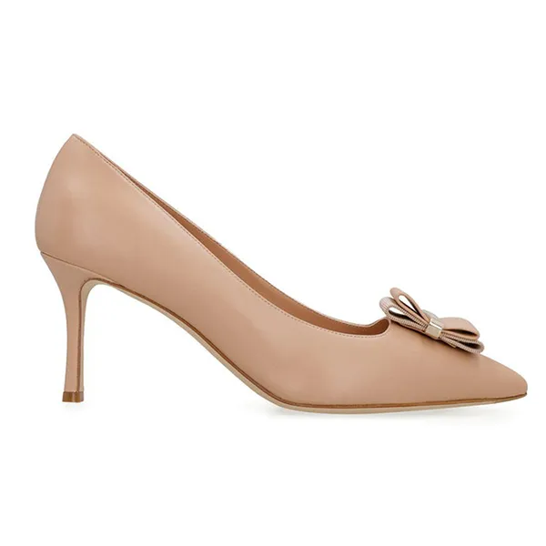 Giày Cao Gót Nữ Salvatore Ferragamo Winnie Leather Pumps Màu Be Size 5.5