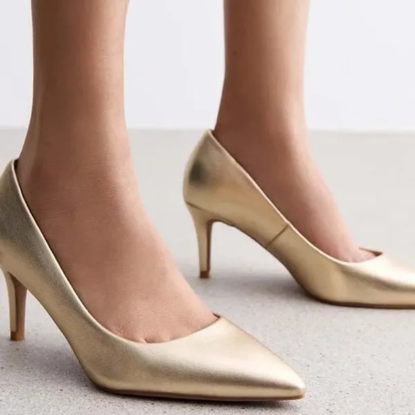 Giày Cao Gót Nữ Sam Edelman Vienna Kitten Pump EC0101442 Amber Gold Leather Màu Vàng Size 38
