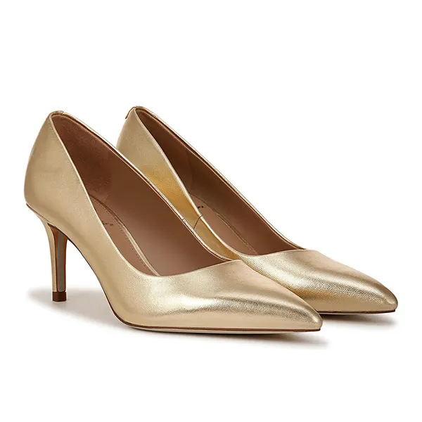 Giày Cao Gót Nữ Sam Edelman Vienna Kitten Pump EC0101442 Amber Gold Leather Màu Vàng Size 38