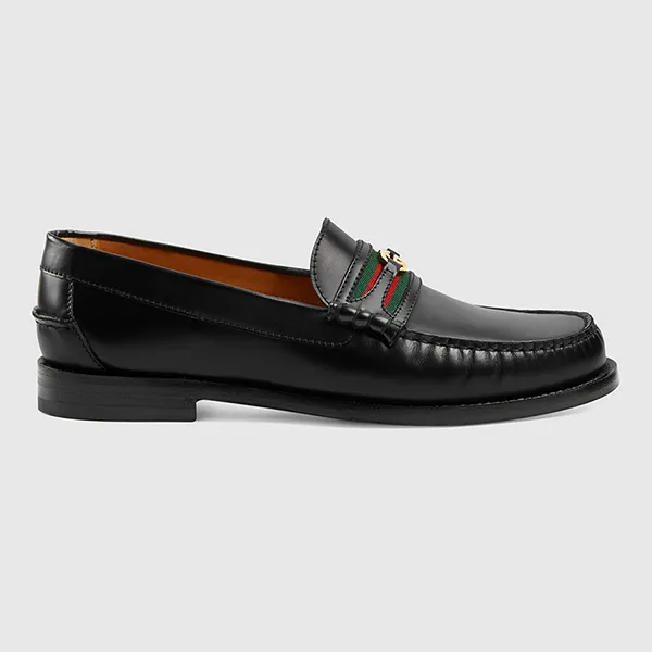 Giày Lười Nam Gucci Loafers Double G Leather 64472417X101060 Màu Đen Size 40