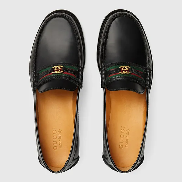 Giày Lười Nam Gucci Loafers Double G Leather 64472417X101060 Màu Đen Size 40