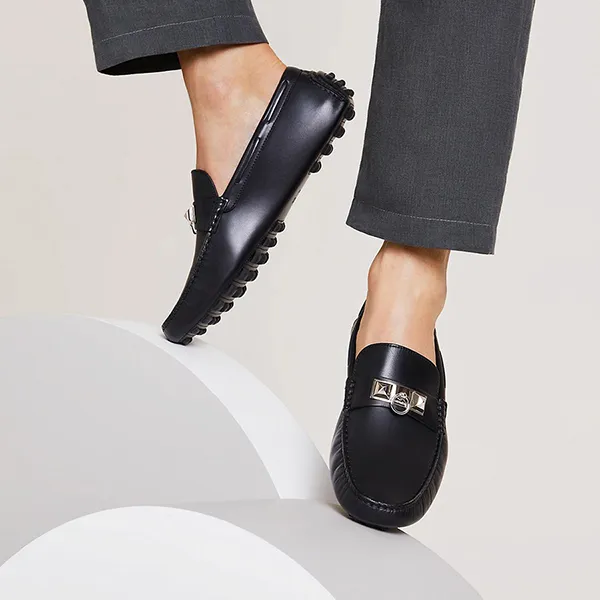 Giày Lười Nam Hermès Mocassins Irving H141251ZH02390 Màu Đen Size 41
