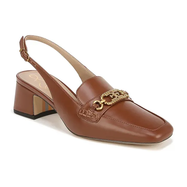 Giày Lười Nữ Sam Edelman Women's Teana Slingback Loafer Rich Saddle Brown Flattering Fit With Excellent Wearing Comfort Màu Nâu Size 35.5 (No Box)