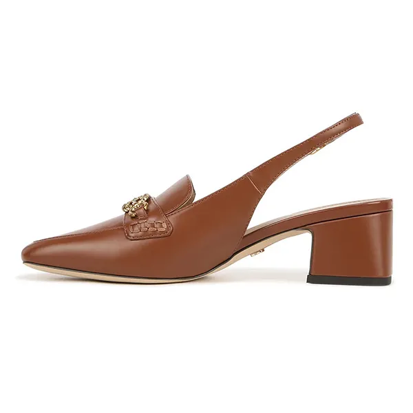 Giày Lười Nữ Sam Edelman Women's Teana Slingback Loafer Rich Saddle Brown Flattering Fit With Excellent Wearing Comfort Màu Nâu Size 35.5 (No Box)