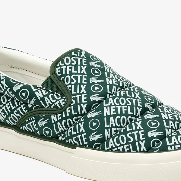 Giày Slip On Lacoste x Netflix Textile Slip On Jump Serve 45CFA0056 Màu Xanh Green Size 39.5