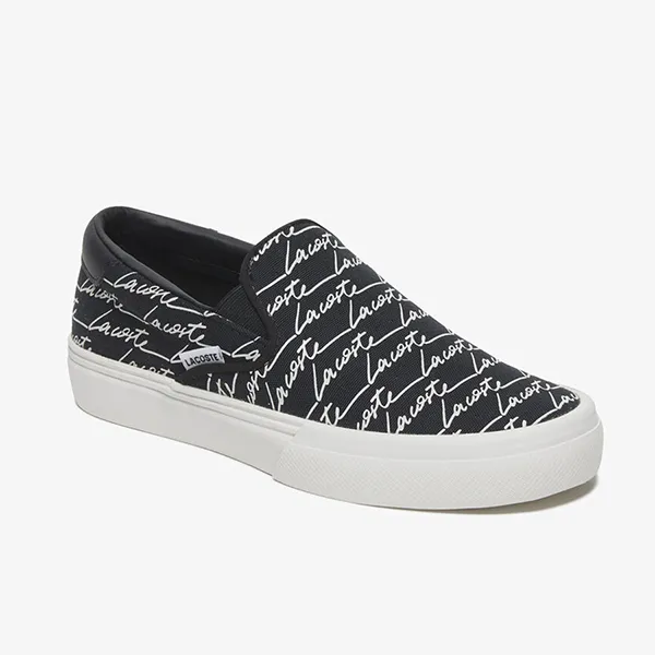 Giày Slip On Nữ Lacoste Women's Jump Serve Canvas Print 42CFA0007 Màu Đen Size 3.5