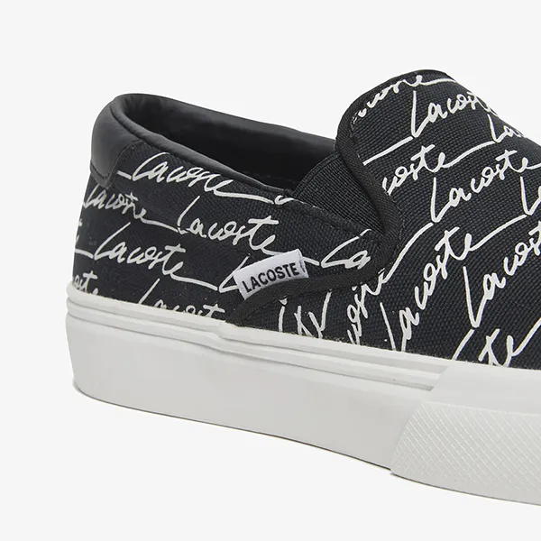 Giày Slip On Nữ Lacoste Women's Jump Serve Canvas Print 42CFA0007 Màu Đen Size 3.5