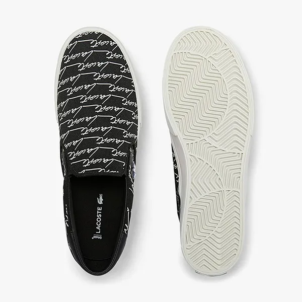 Giày Slip On Nữ Lacoste Women's Jump Serve Canvas Print 42CFA0007 Màu Đen Size 3.5