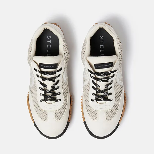 Giày Sneakers Nữ Stella McCartney S-Wave Sport Mesh Panelled Màu Trắng Be Size 35
