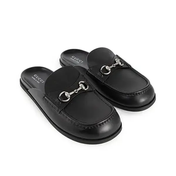 Giày Sục Gucci Horsebit Leather Mules Màu Đen Size 39