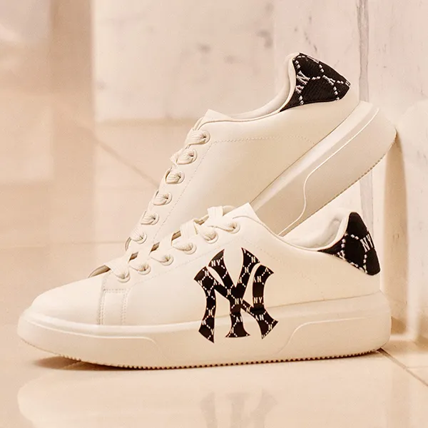 Giày Thể Thao MLB Chunky Classic Heel Dia Monogram NY Yankees 3ASXAM82N-50BKS Màu Trắng Đen Size 36.5
