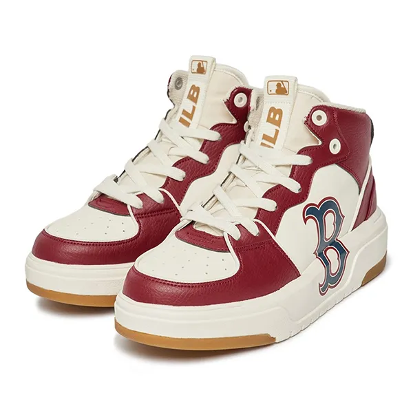 Giày Thể Thao MLB Chunky Liner High Boston Red Sox 3ASXCB12N-43WIS Màu Trắng - Đỏ Size 36.5