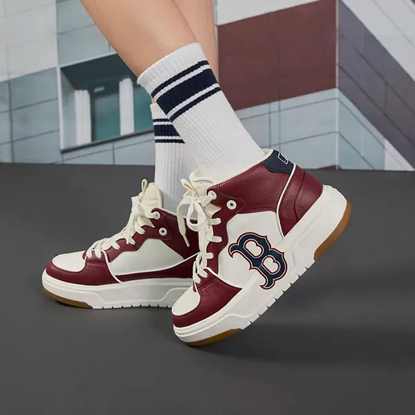 Giày Thể Thao MLB Chunky Liner High Boston Red Sox 3ASXCB12N-43WIS Màu Trắng - Đỏ Size 36.5