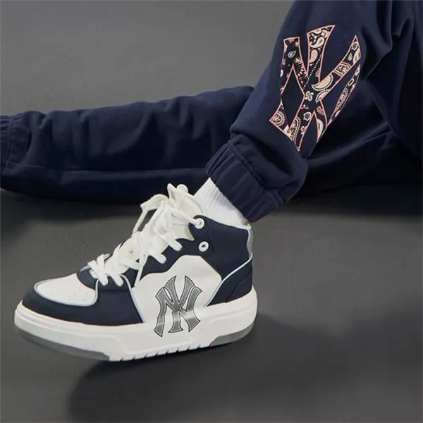 Giày Thể Thao MLB Chunky Liner High New York 3ASXCB12N-50NYD Màu Xanh Blue - Trắng Size 36.5