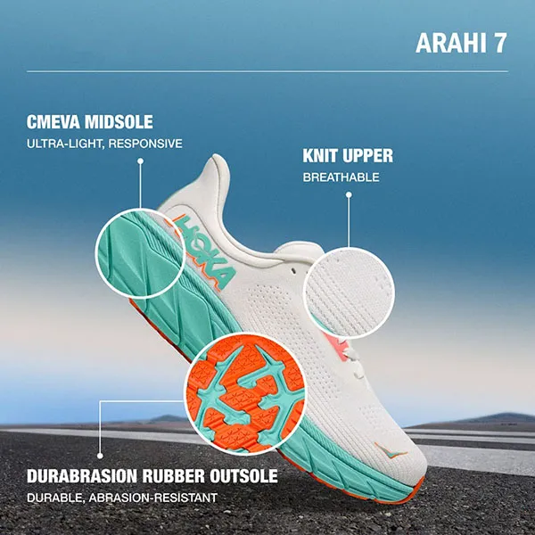Giày Thể Thao Nam Hoka Arahi 7 Running Shoes - White 1147850-FQG Màu Trắng Size 12 US