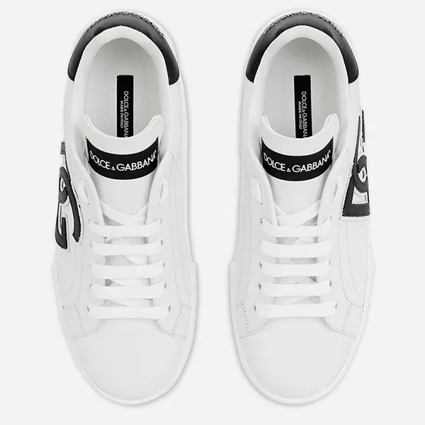 Giày Thể Thao Nữ Dolce & Gabbana D&G Calfskin Portofino Sneakers With DG Logo White Màu Trắng Size 38