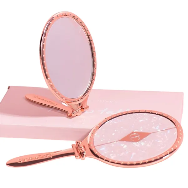 Gương Trang Điểm Charlotte Tilbury Pillow Talk Foldable Rose Gold Handheld Stand Mirror Limited Edition Màu Trắng