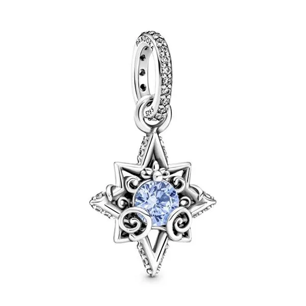 Hạt Vòng Charm Pandora 399560C01 Disney Cinderella Blue Star Pendant Màu Xanh Bạc