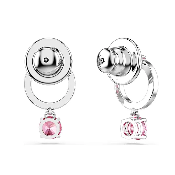 Khuyên Tai Nữ Swarovski Attract Drop Earrings Round Cut Pink Rhodium Plated 5723565 Màu Hồng