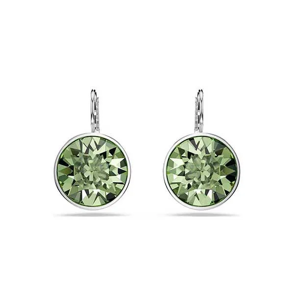 Khuyên Tai Nữ Swarovski Bella Drop Earrings Round Cut, Green, Rhodium Plated 5724291 Màu Xanh Lá
