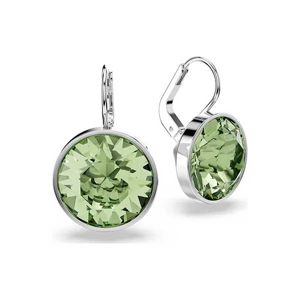 Khuyên Tai Nữ Swarovski Bella Drop Earrings Round Cut, Green, Rhodium Plated 5724291 Màu Xanh Lá