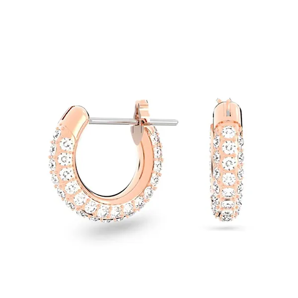 Khuyên Tai Nữ Swarovski Dextera Hoop Earringspavé, Small, White, Rose Gold-Tone Plated 5446008 Màu Vàng Hồng
