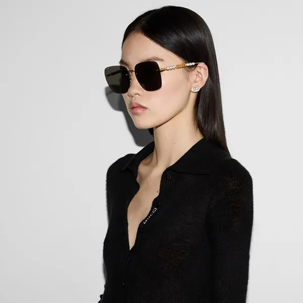 Kính Mát Nữ Gucci Sunglass GG1923SA 001 Màu Xám Vàng