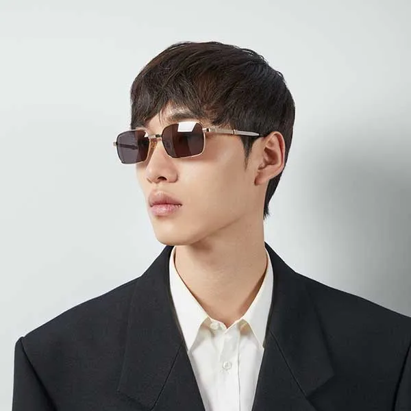 Kính Mát Nam Gucci Rectangular-frame Sunglasses GG1495S 002 Màu Xám