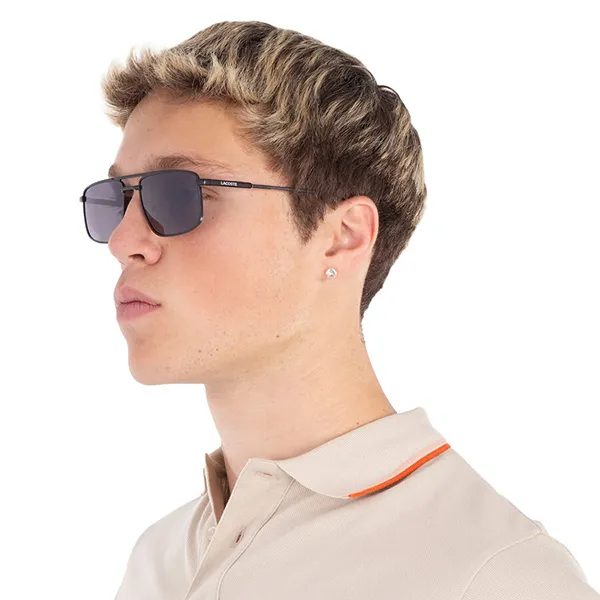Kính Mát Nam Lacoste Grey Navigator Men Sunglasses L255S 002 56 Màu Xám