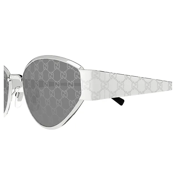Kính Mát Nữ Gucci GG1853S 002 Silver Geometric Sunglasses Màu Xám Bạc