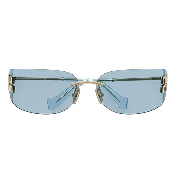Kính Mát Nữ Miu Miu Pale Gold Rectangular Sunglasses MU A51S ZVN10P Màu Xanh/Vàng Gold